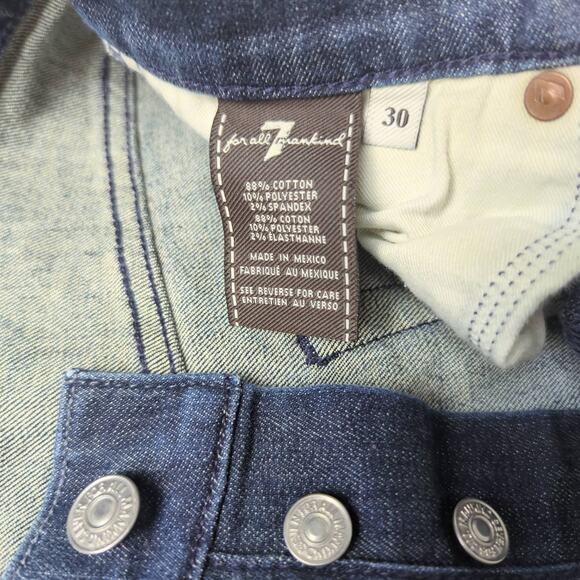 7 for All‎ Man Kind Men's Blue Cotton Blend Straight Leg Standard Denim Jeans 30 - Picture 7 of 10